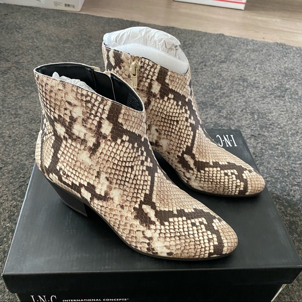 INC Idra Snake Print Ankle Boots - Picture 6 of 8